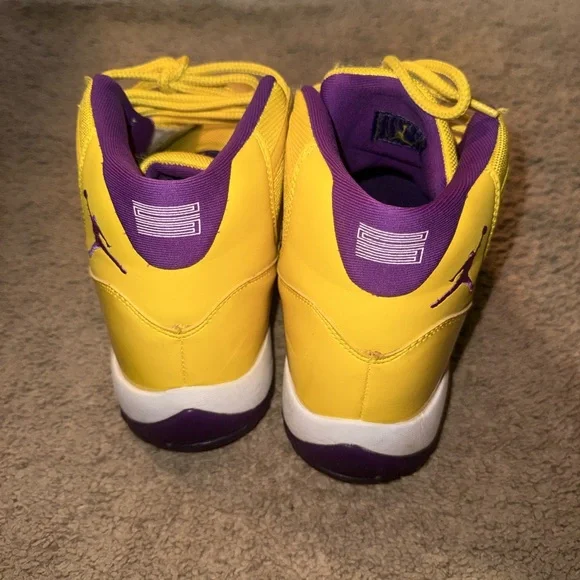 Like New Custom Yellow and Purple 11s  Size 10 - Picture 4 of 6